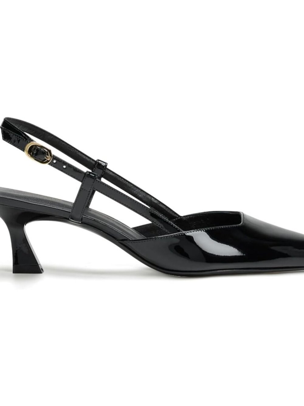 Women's Black Faux Leather Slingback Pump Shoes Buckle with 2 Inch Heel